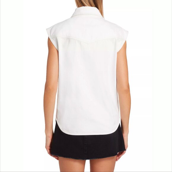 AGOLDE Evan Oversized Sleeveless Denim Shirt/Vest/Shacket in Milkshake Size S - Picture 4 of 8